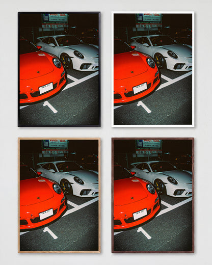 Andreezy 8 vintage Japanese car photography print shown in all frame colours