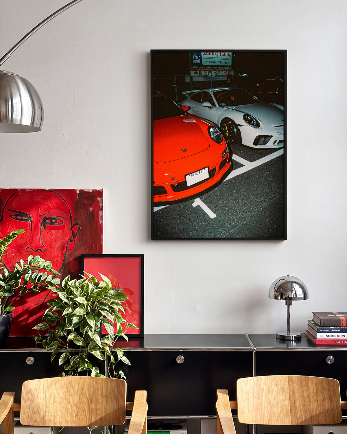 Andreezy 8 vintage Japanese car photography print in a black frame on a wall
