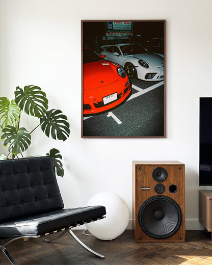Andreezy 8 vintage Japanese car photography print in a walnut frame on a wall