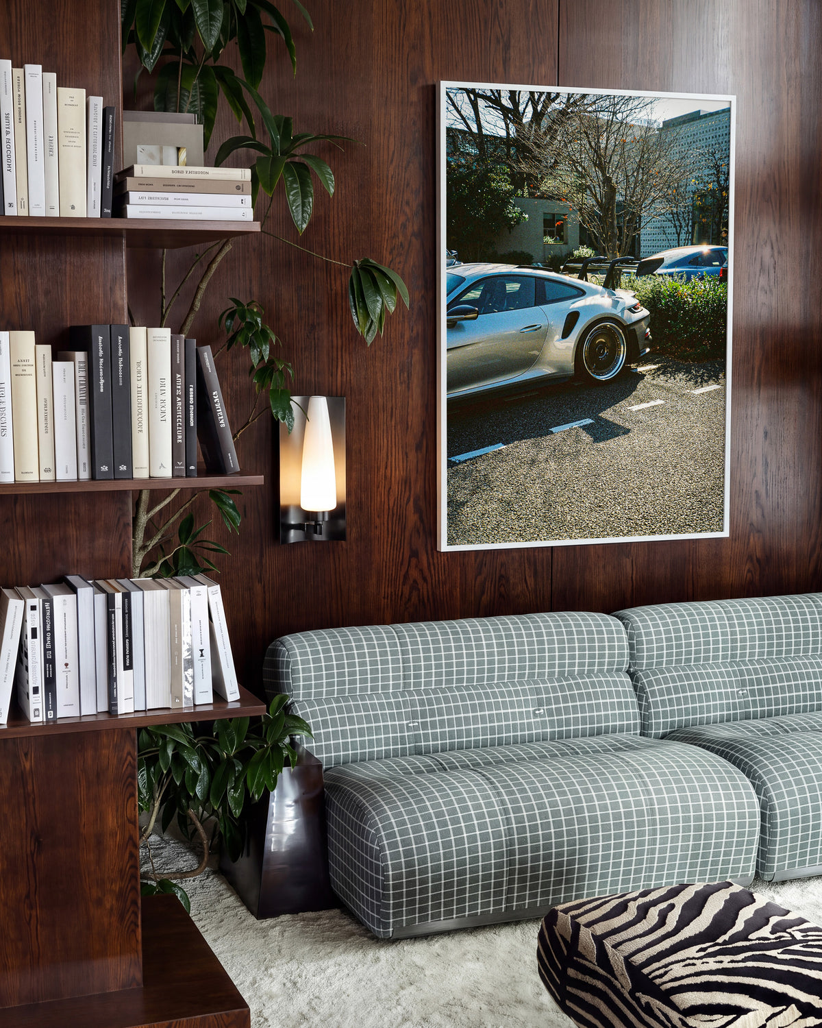 Andreezy 17 minimalist car photography print in a white frame on a wall