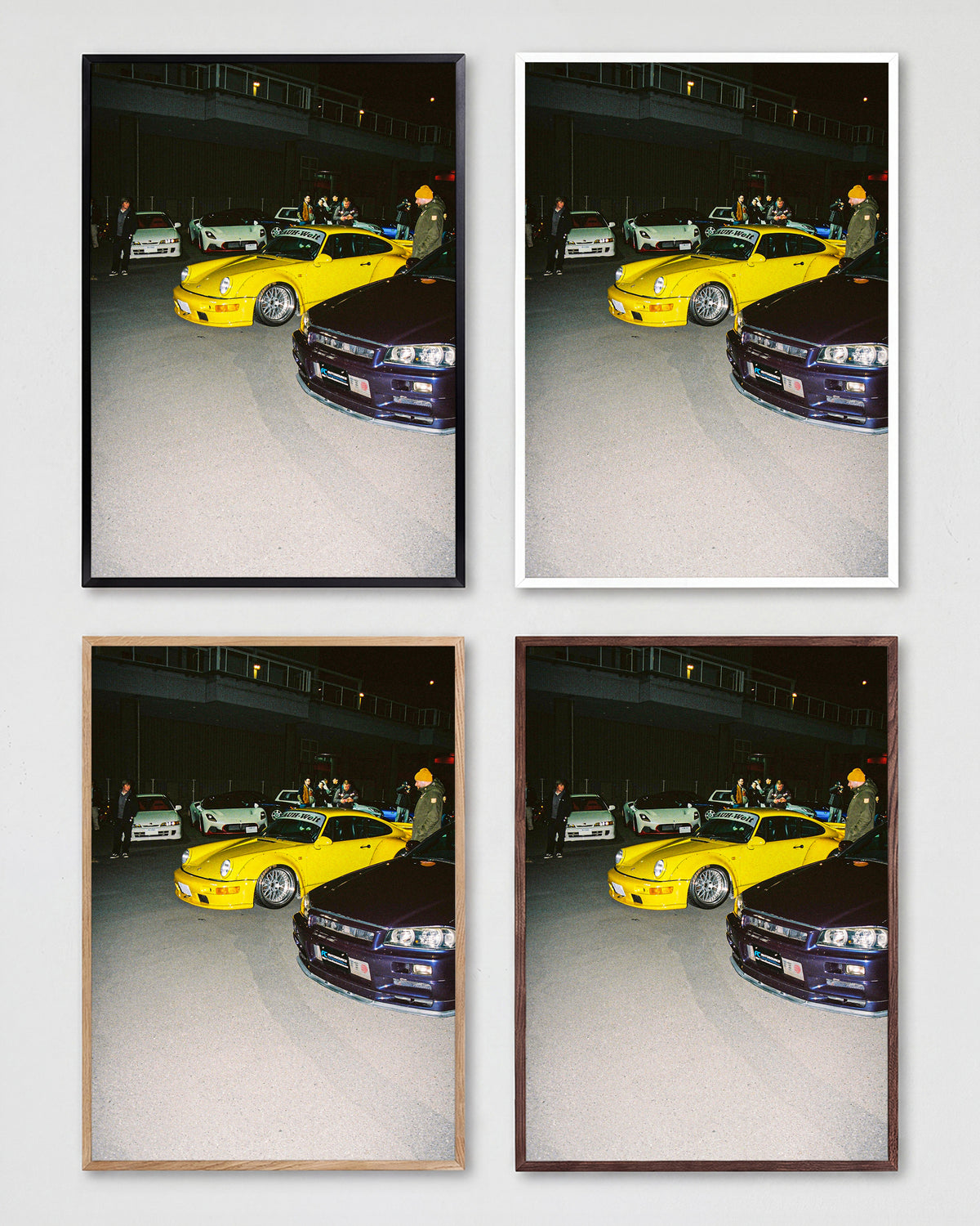 Andreezy 18 retro JDM car photography print shown in all frame colours