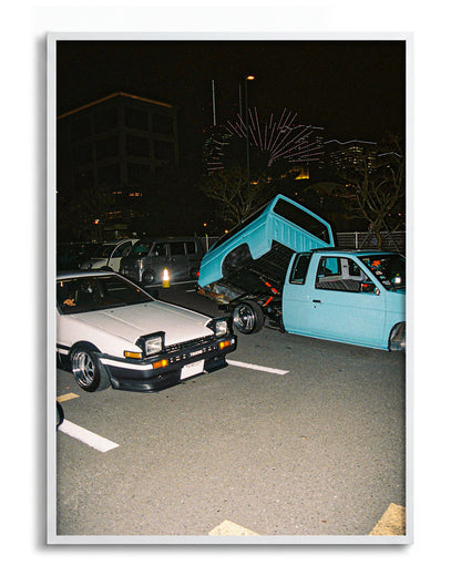 Andreezy 20 Japanese street car photography print in a white frame