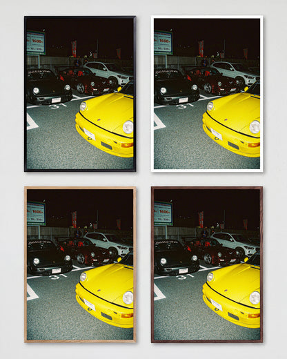 Andreezy 21 bold JDM car photography print shown in all frame colours