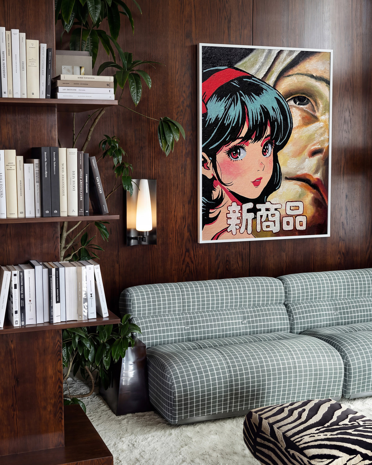 Cross Century Japanese pop art print in a white frame on a wall