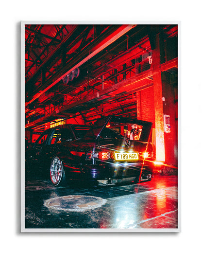 After Hours night car photography print in a white frame