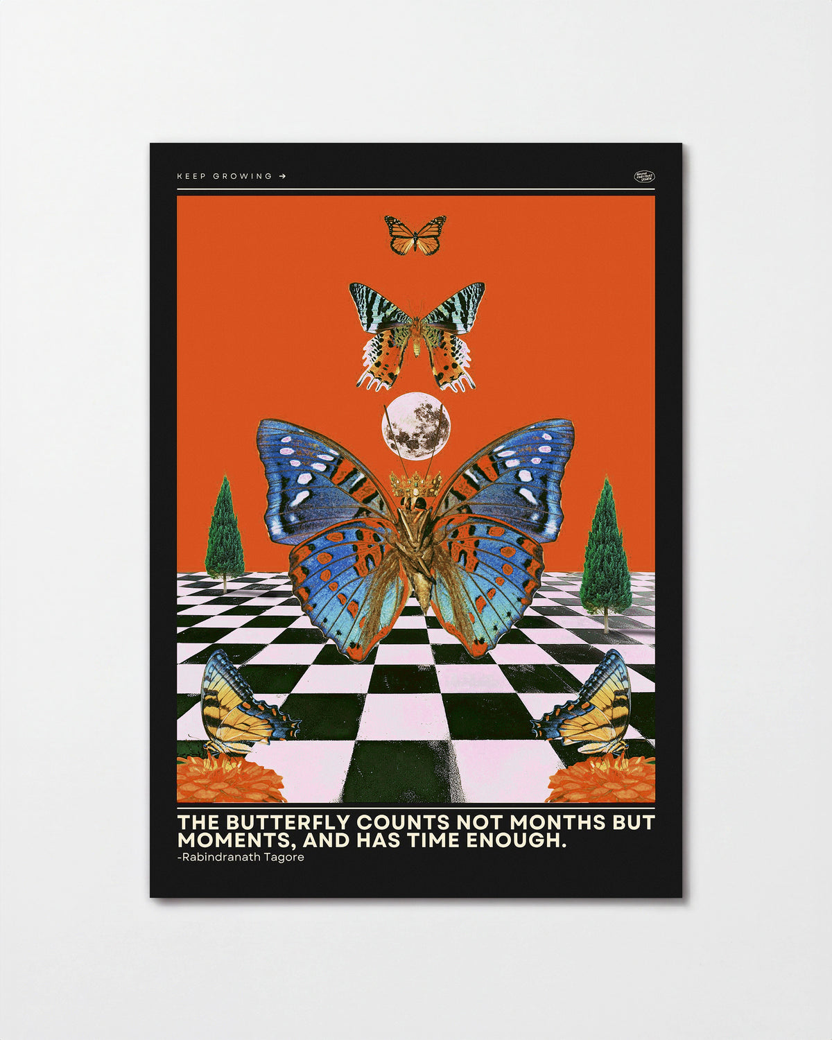 Butterfly psychedelic pop art collage print, unframed