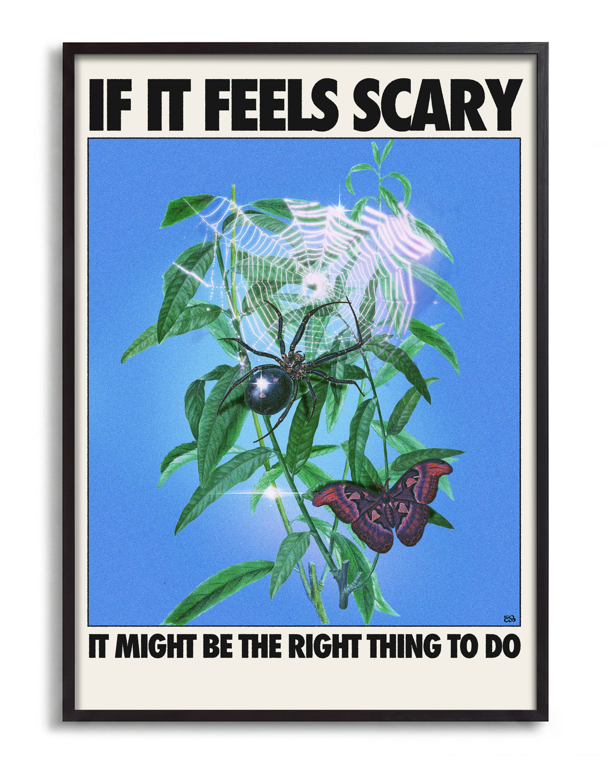 Feels scary - no background framed - black