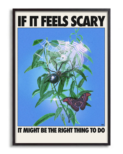 Feels scary - no background framed - black