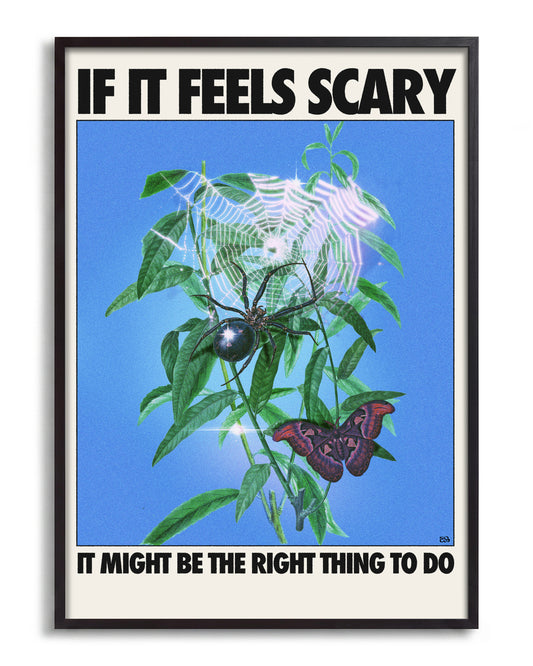 Feels scary - no background framed - black