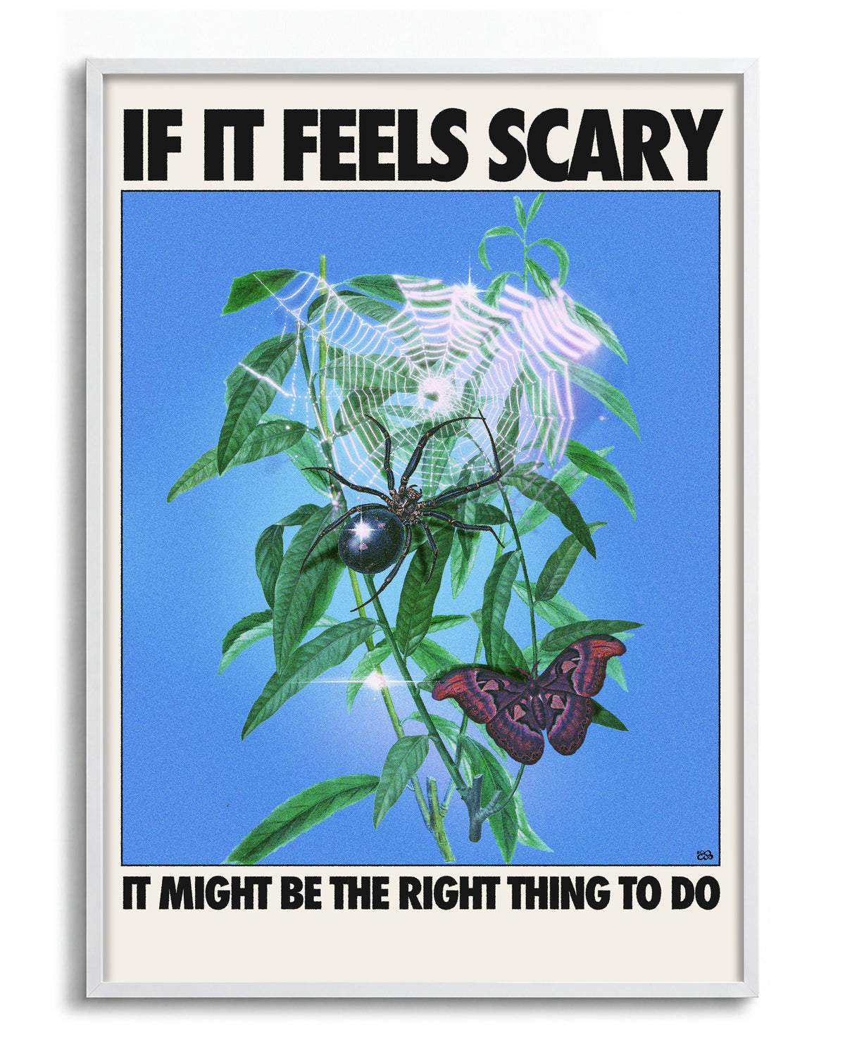 Feels scary - no background framed - white