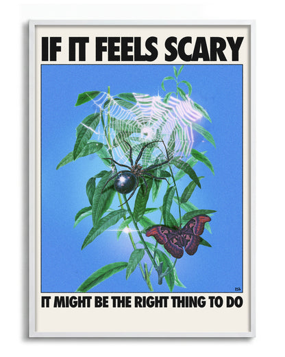 Feels scary - no background framed - white