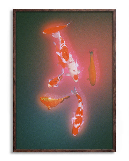 Koi 2 - no background framed - walnut