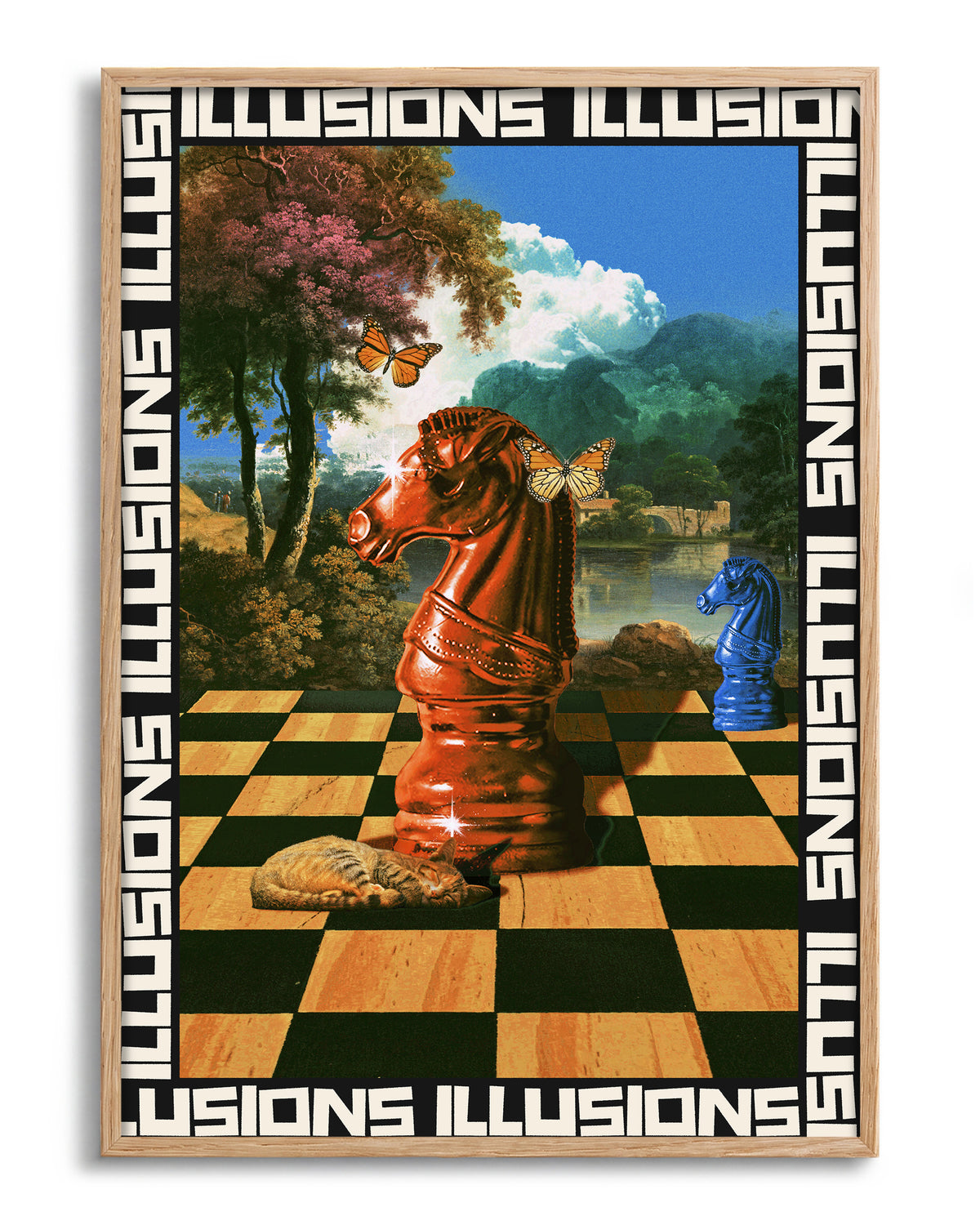 Chess - no background framed - oak