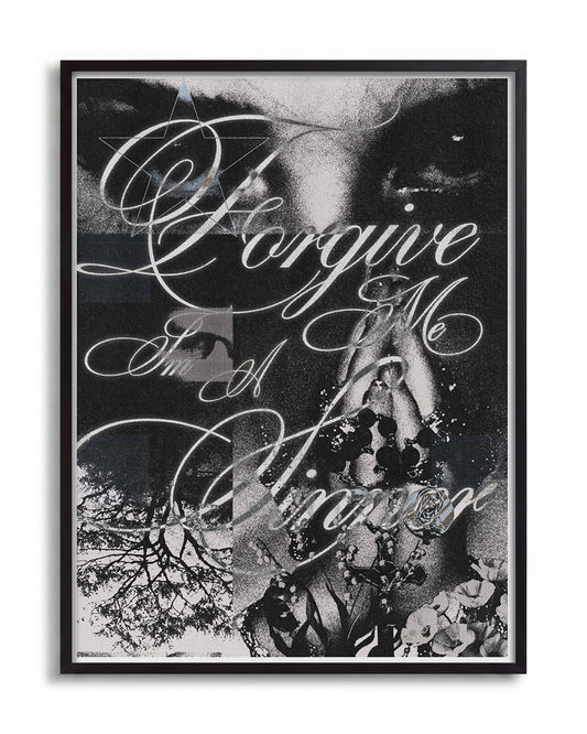 Forgive me I am a sinner - no background framed - black