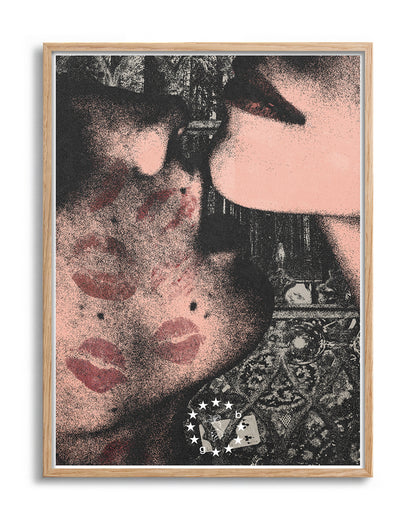 One kiss is all it takes 2 - no background framed - oak