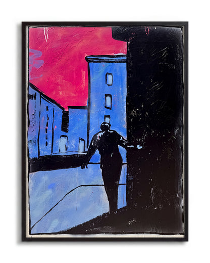7953 abstract figurative painting print in a black frame