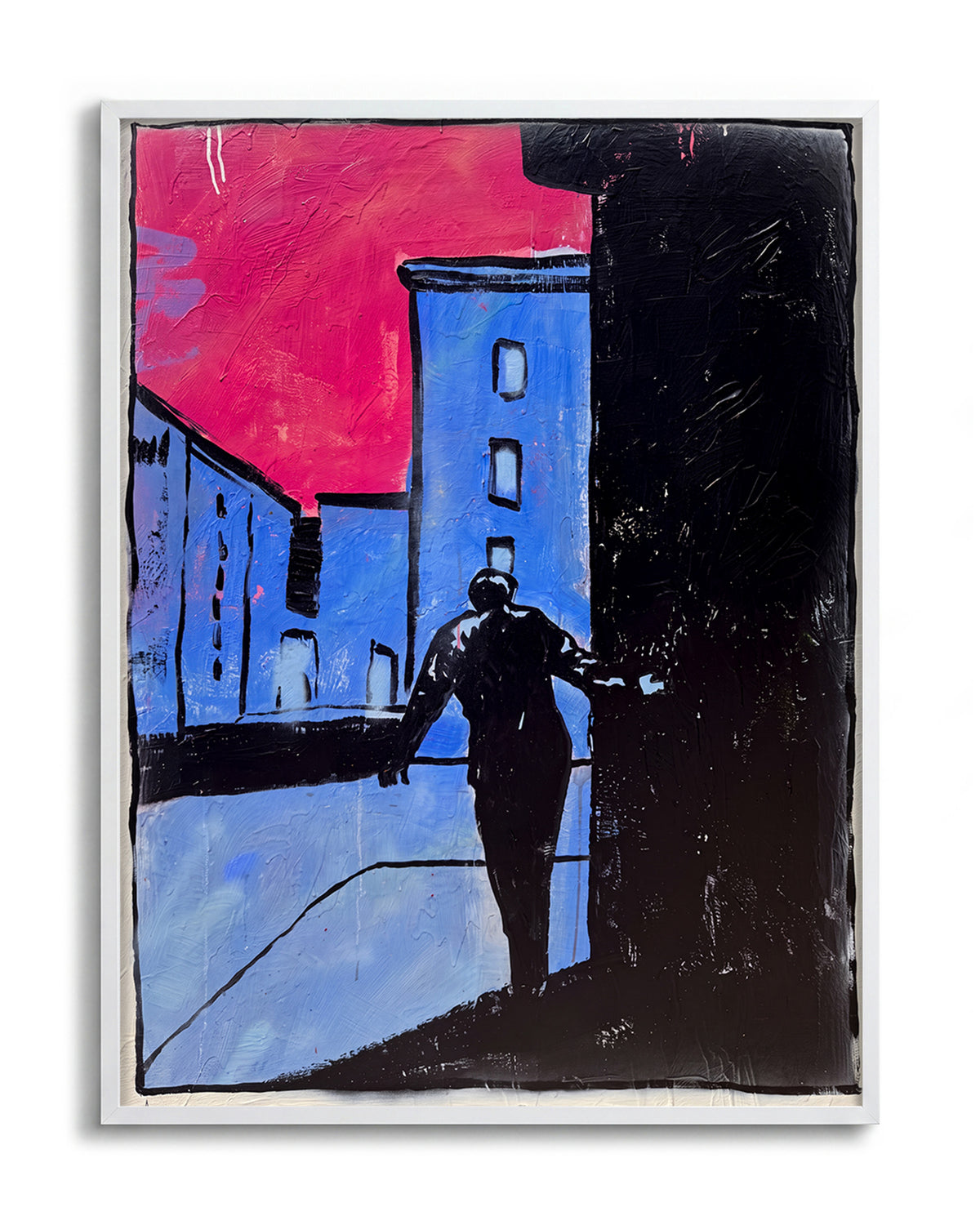 7953 abstract figurative painting print in a white frame