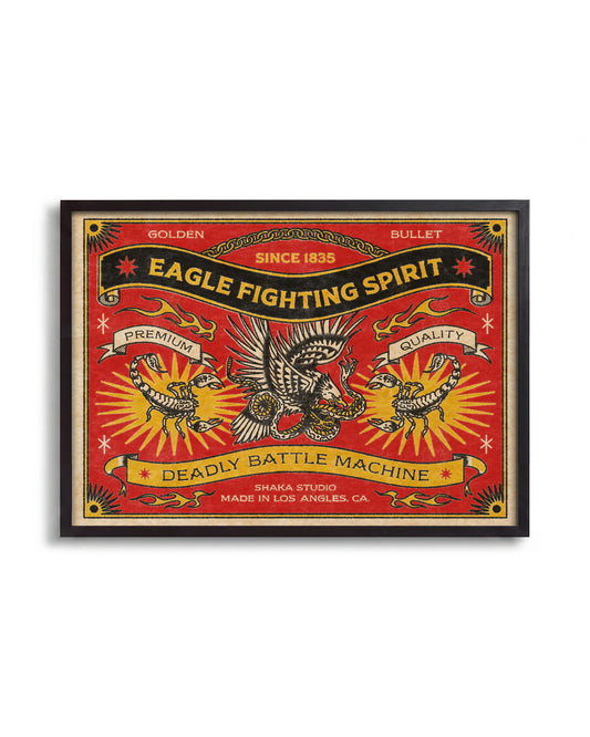 Eagle Fighting Spirit - no background framed - black