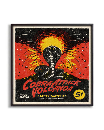 Cobra Attack Volcanoa - no background framed - black