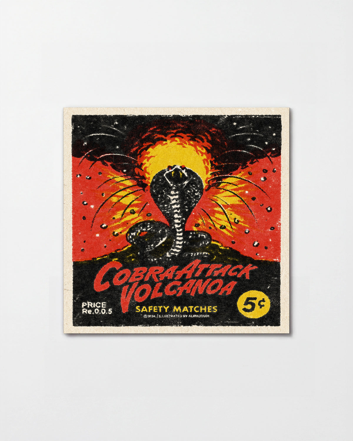 Cobra Attack Volcanoa vintage cobra tattoo print, unframed