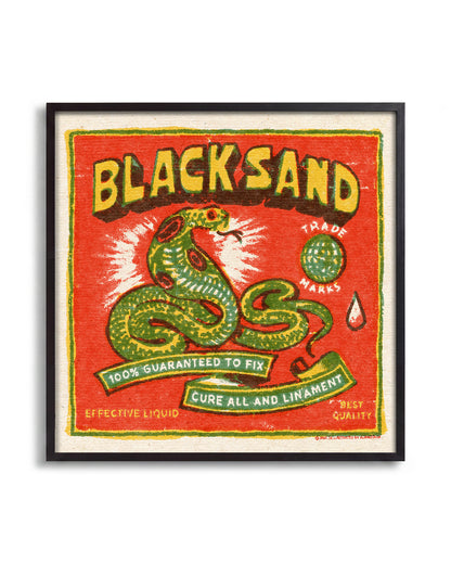 Black Sand Cobra vintage cobra tattoo print in a black frame