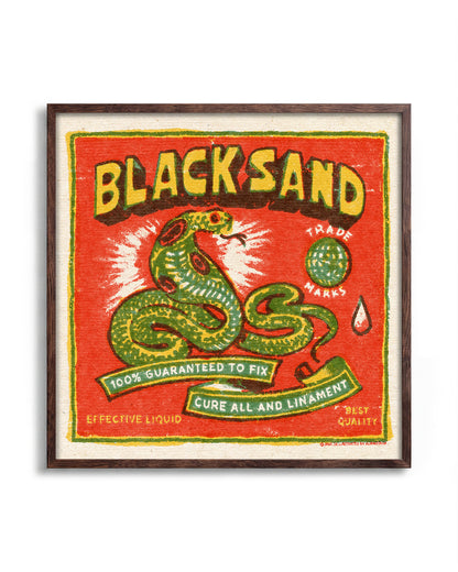 Black Sand Cobra vintage cobra tattoo print in a walnut frame