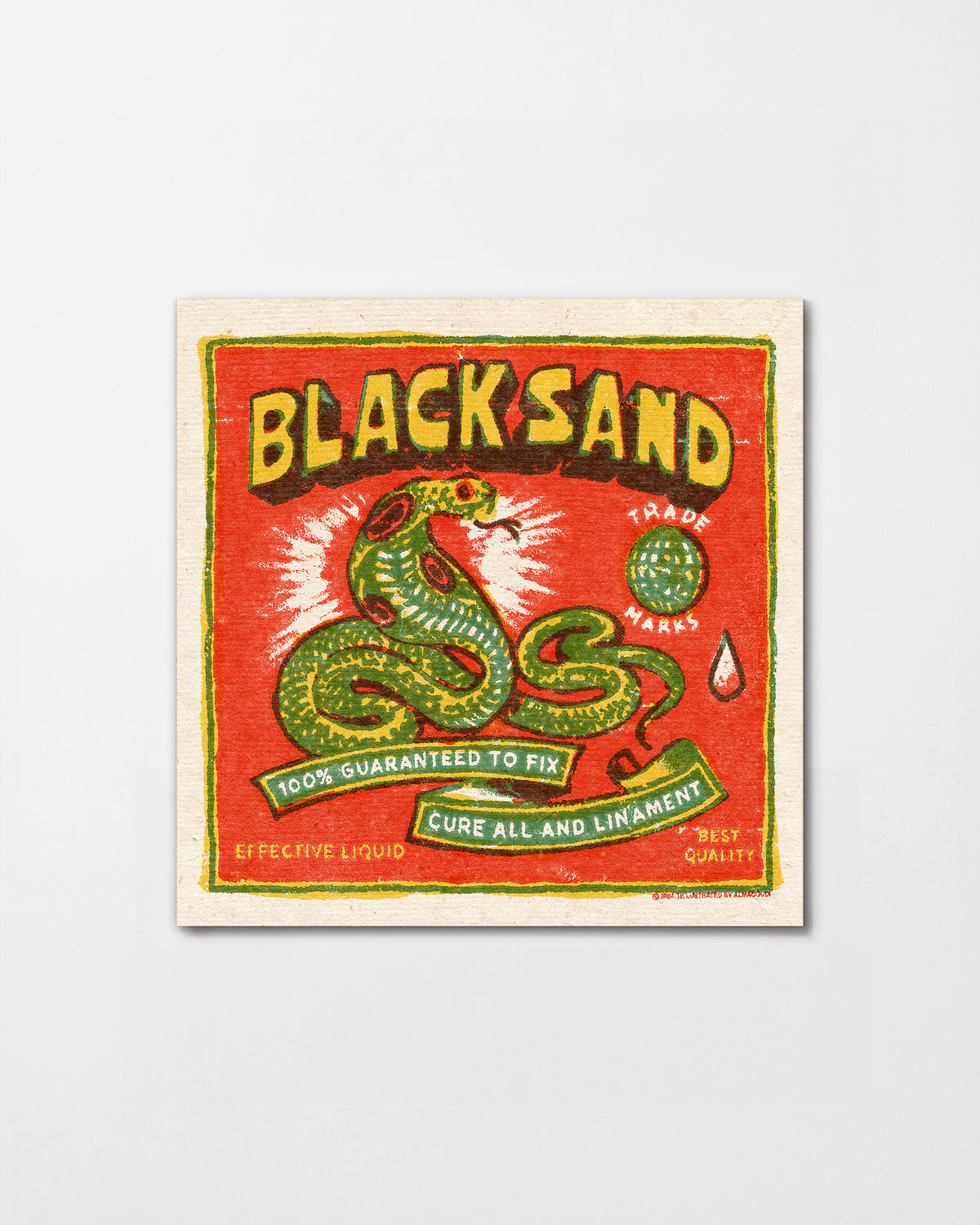 Black Sand Cobra vintage cobra tattoo print, unframed