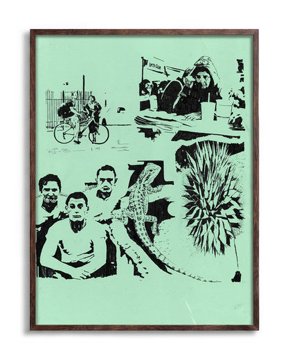 Desert Stories vintage western collage print in a walnut frame