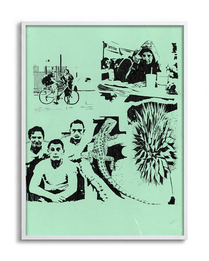 Desert Stories vintage western collage print in a white frame