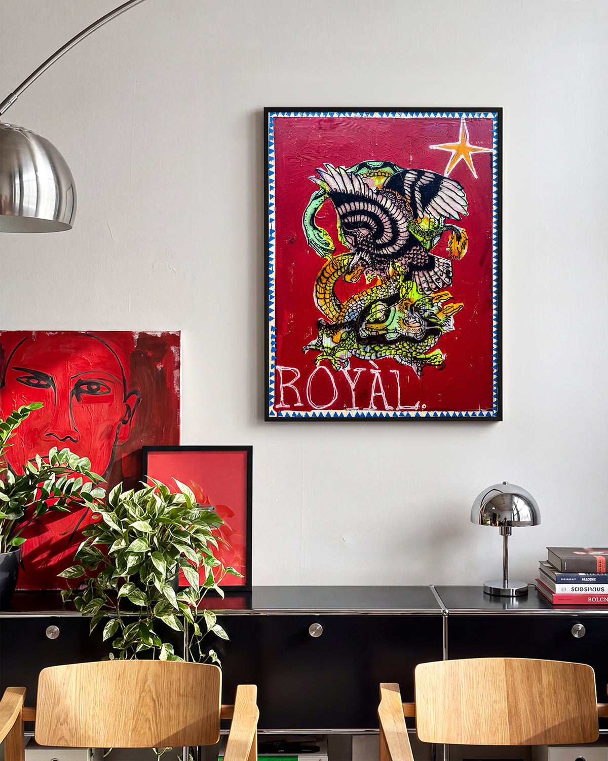 Battle Royal pop art comic print in a black frame, in a room setting