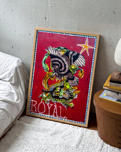 Battle Royal pop art comic print in an oak frame, in a room setting