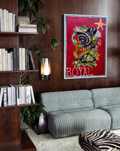 Battle Royal pop art comic print in a white frame, in a room setting