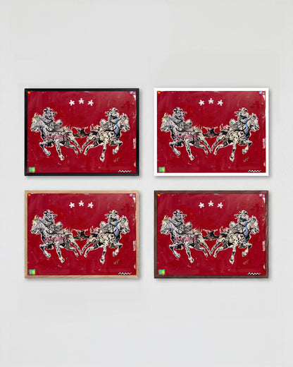 Butterfly pop art comic print shown in all frame colours