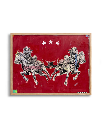 Butterfly pop art comic print in an oak frame