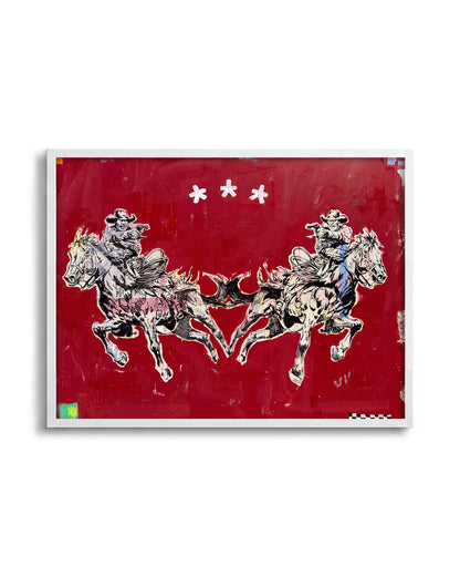 Butterfly pop art comic print in a white frame