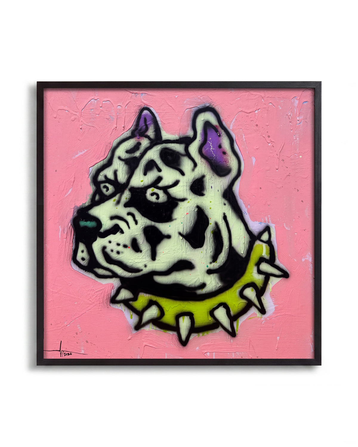 Bulldog Riot - no background framed - black
