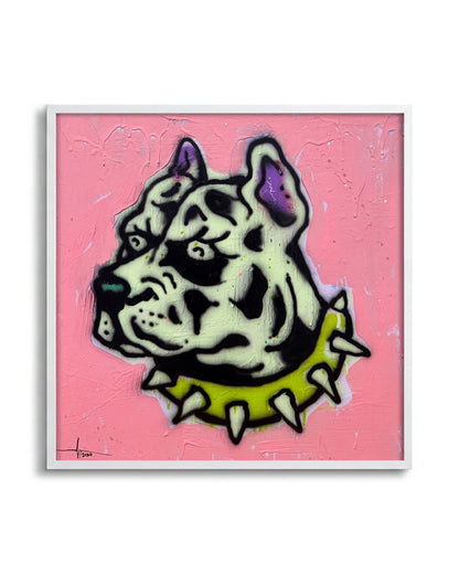 Bulldog Riot - no background framed - white