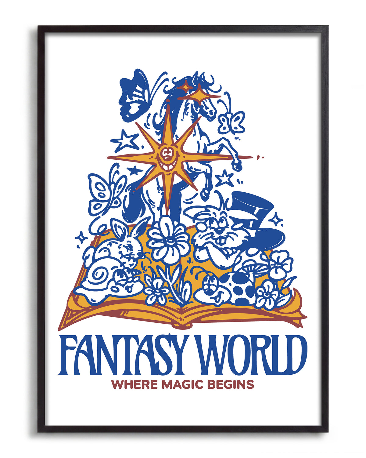 Fantasy World - no background framed - black