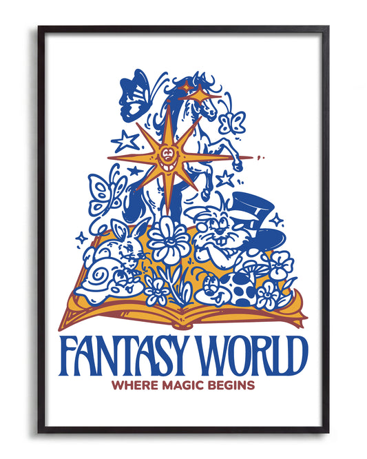 Fantasy World - no background framed - black