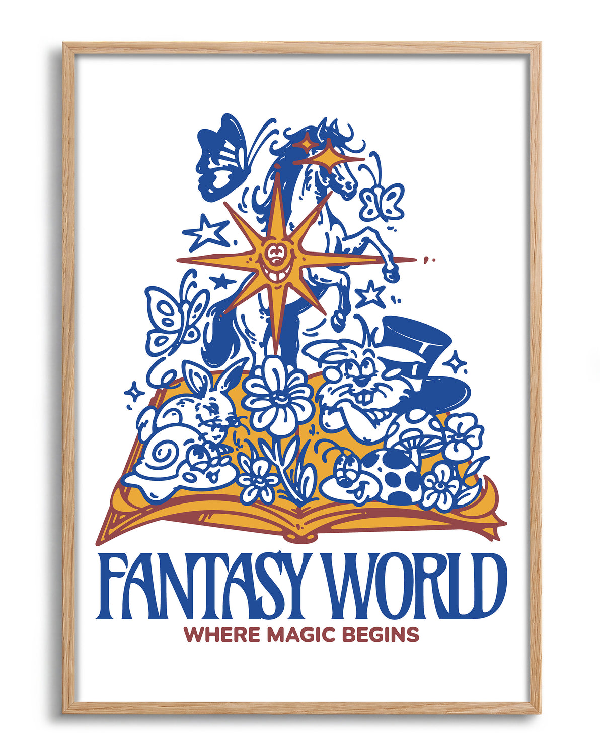 Fantasy World - no background framed - oak