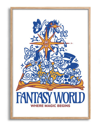 Fantasy World - no background framed - oak