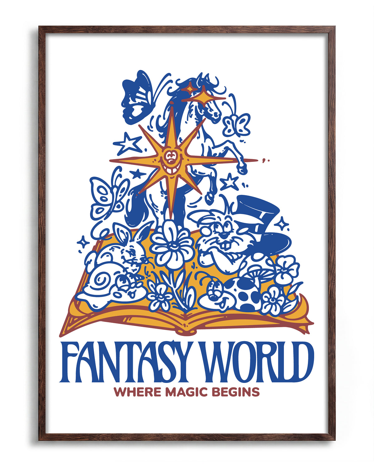 Fantasy World - no background framed - walnut