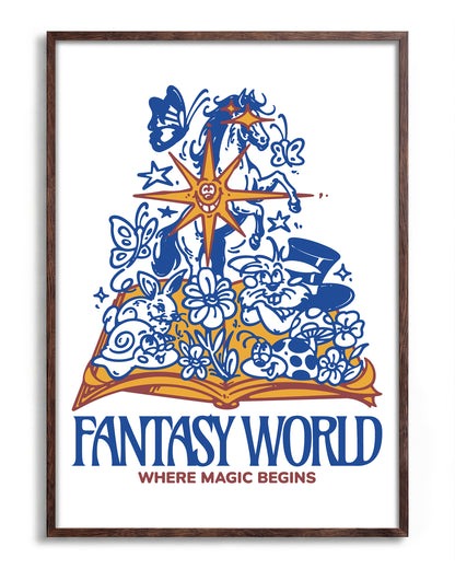 Fantasy World - no background framed - walnut