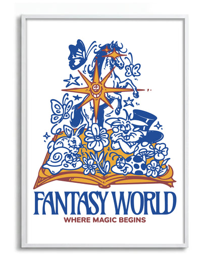 Fantasy World - no background framed - white