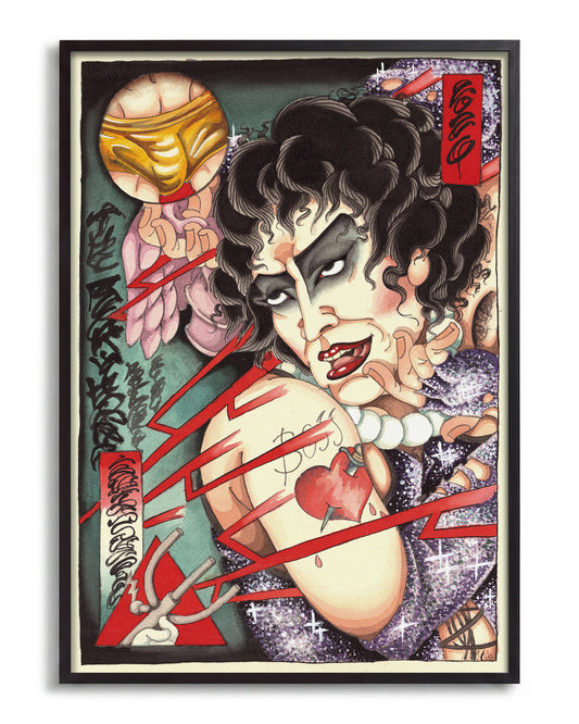 Electric Geisha - no background framed - black