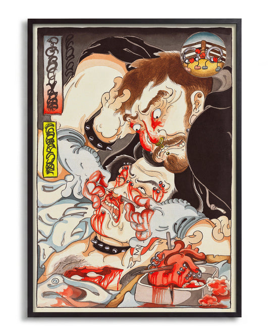 A Feast of Mischief - no background framed - black