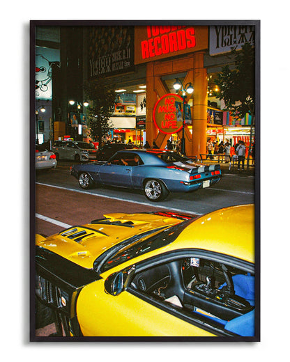 Downtown Shibuya Tokyo street photography print in a black frame