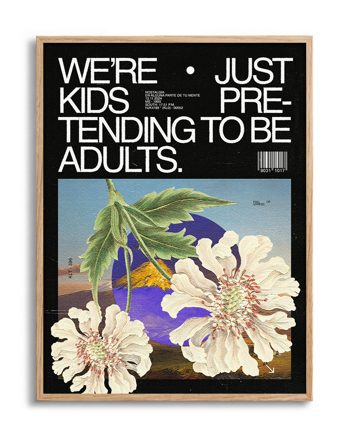 Adults funny quote poster in an oak frame
