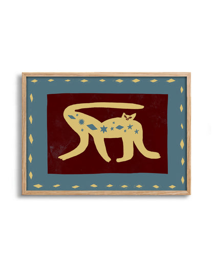 Cosmic Cat 1 - no background framed - oak