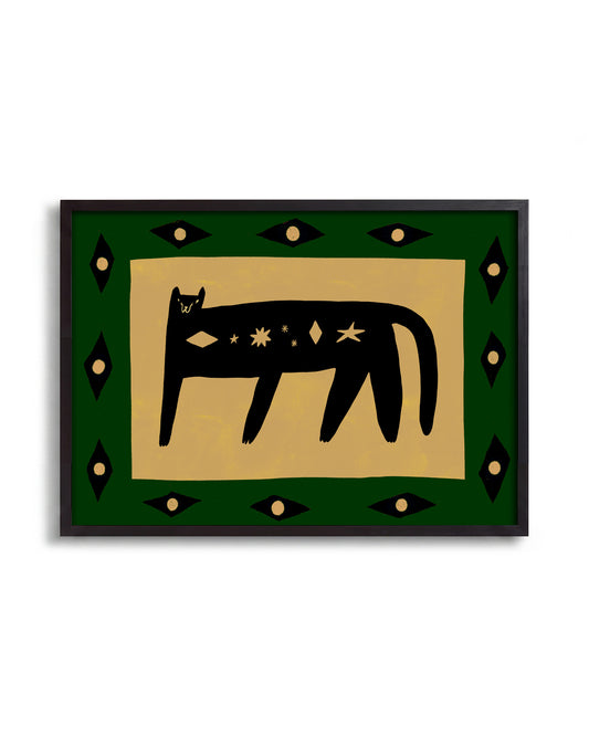 Cosmic Cat 2 - no background framed - black